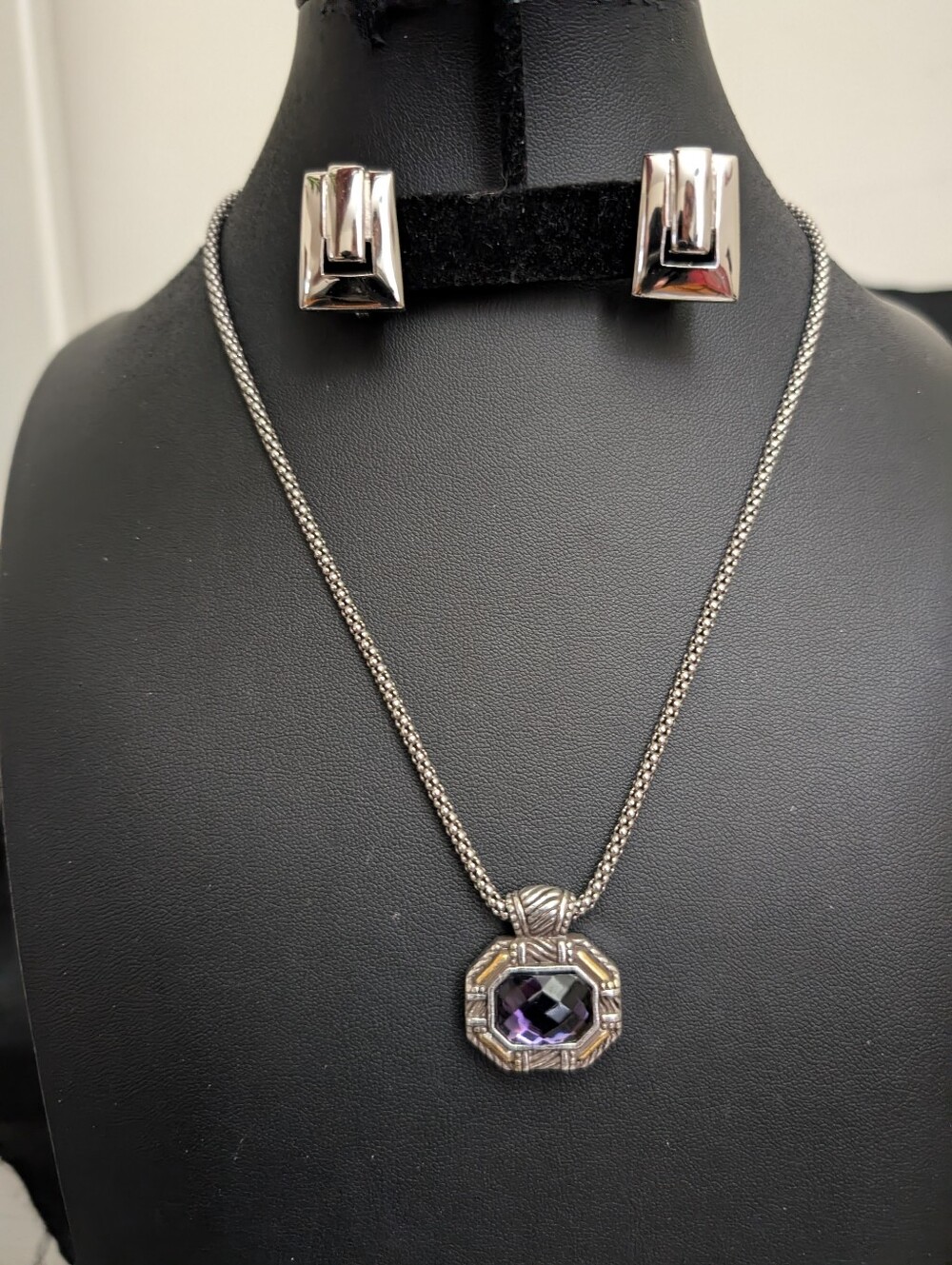 #37. Brighton Silver Necklace With Amethyst & Monet Earrings